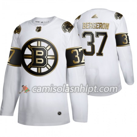 Camisola Boston Bruins Patrice Bergeron 37 Adidas 2019-2020 Golden Edition Branco Authentic - Homem
